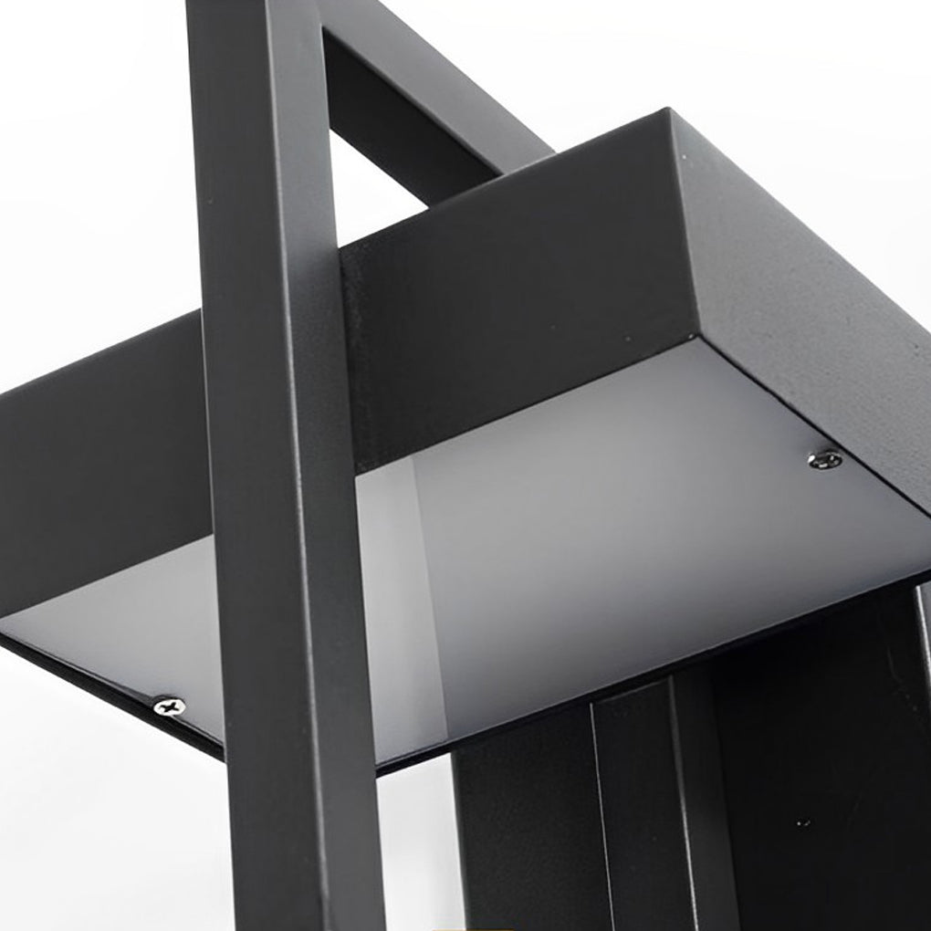 Rectangular Minimalist LED Waterproof Black Modern Outdoor Wall Lamp-Lighom