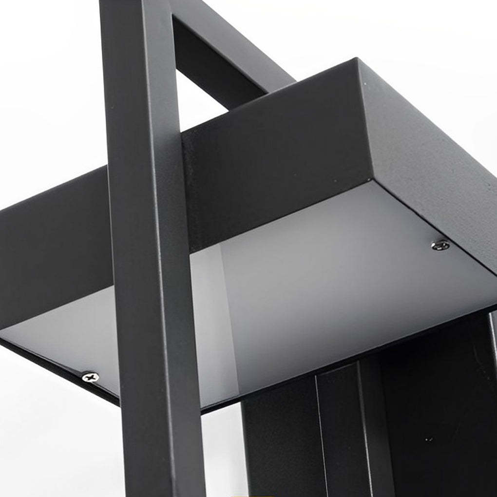 Rectangular Minimalist LED Waterproof Black Modern Outdoor Wall Lamp-Lighom