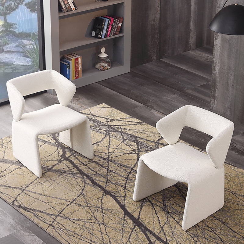Contemporary Triangle Velvet Wood Dining Chair — White