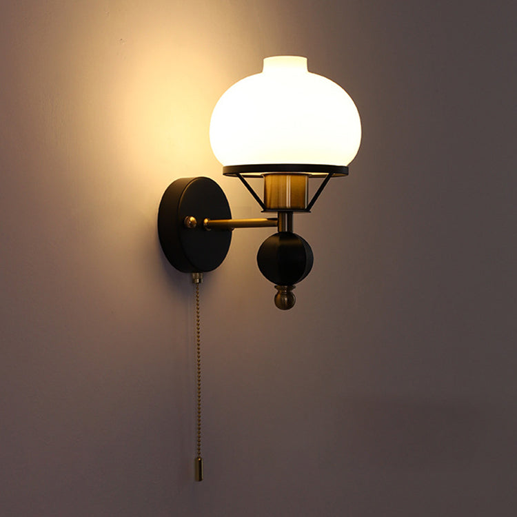French Geometric Circle Glass Iron Sconce — Hardwired / B / 110V-120V For US/CA