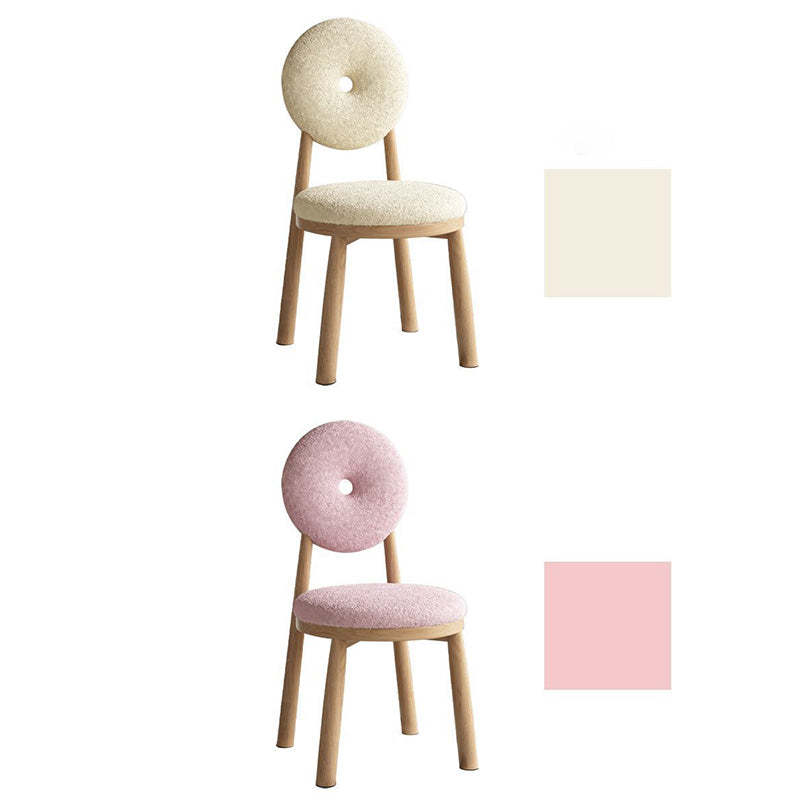 Scandinavian Lambswool Wood Iron Vanity Stool