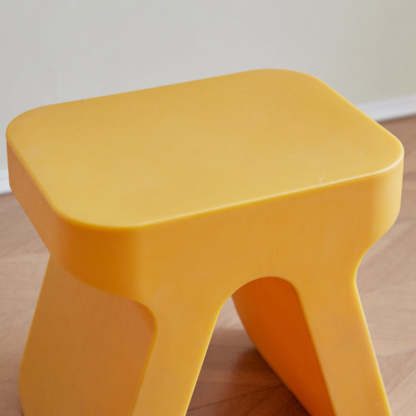 Minimalist Rectangular Plastic Stool — Red