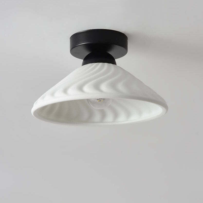 Modern Ceramic Disc Semi-Flush Ceiling Light