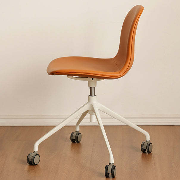 Nordic Ergonomic Microfiber Leather Lift Desk Chair — Without Roller / Dark Gray Seat + White Legs