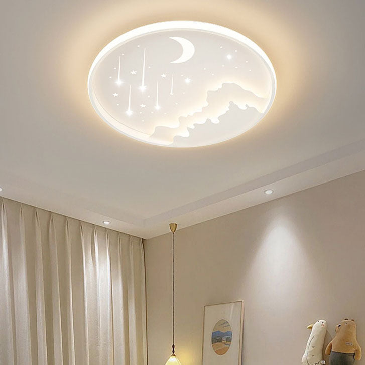 Modern Iron Round Kids LED Flush Mount Light