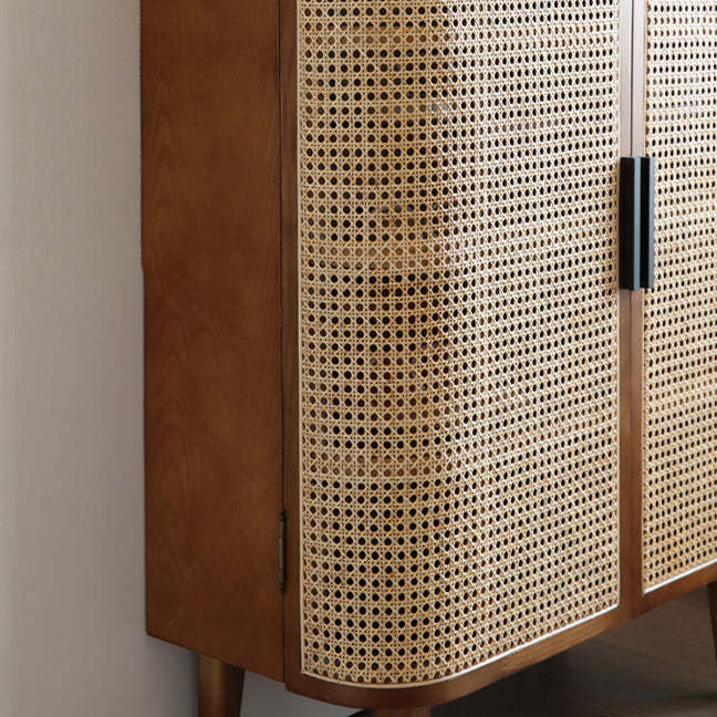 Vintage Rattan Wood 5-Tier Shoe Storage