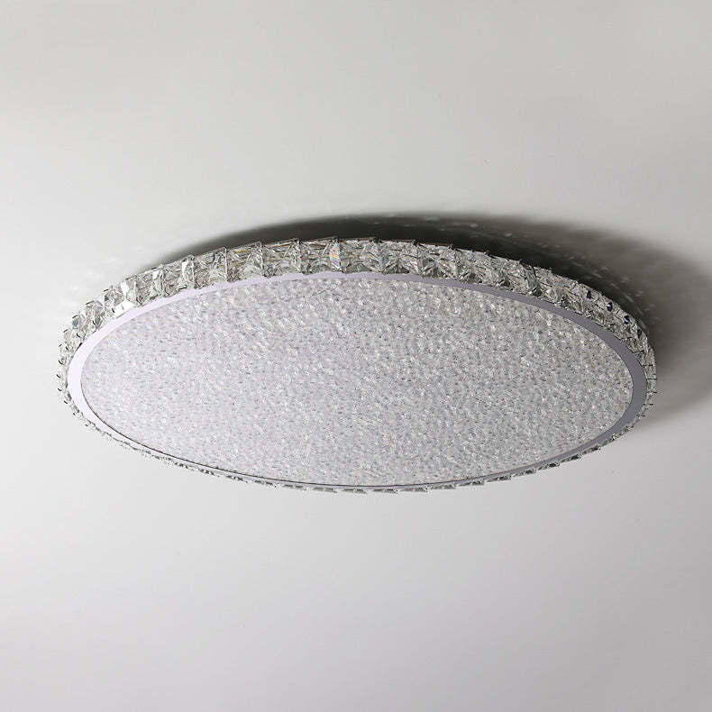 Modern Stainless Steel Crystal Rectangular LED Flush Light