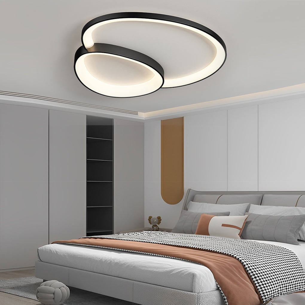 Modern geometric line black synthetic flush mount lighting — 16" L x 16" W x 4" H / Matte Black