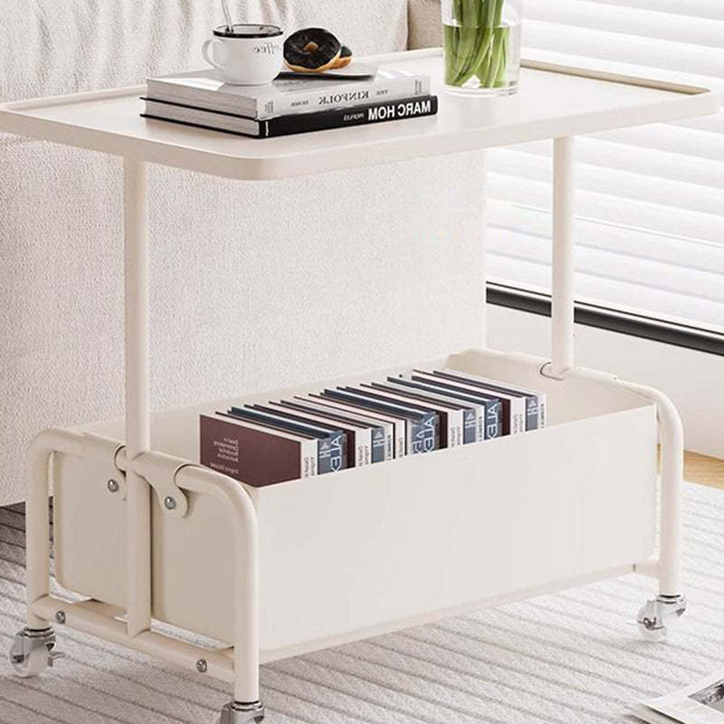 Modern Tray Leather Movable 2-Tier End Table