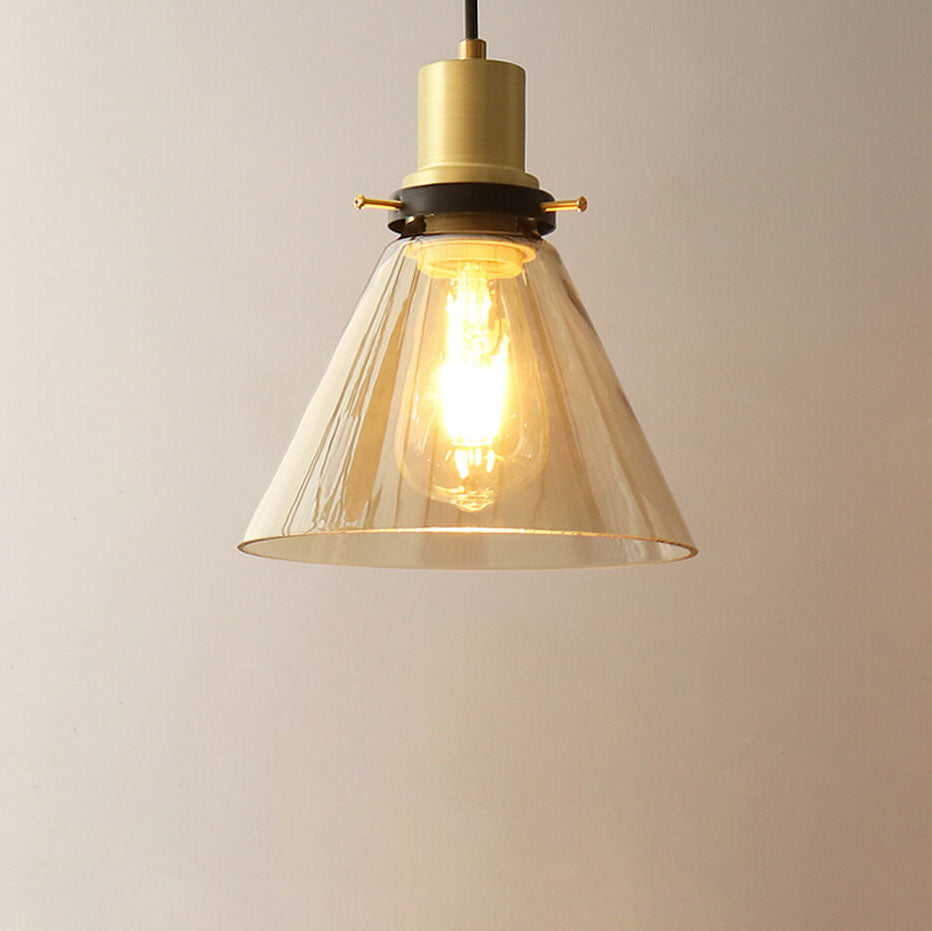 Vintage Semi-Circular Cone Cup Iron Glass Pendant Light