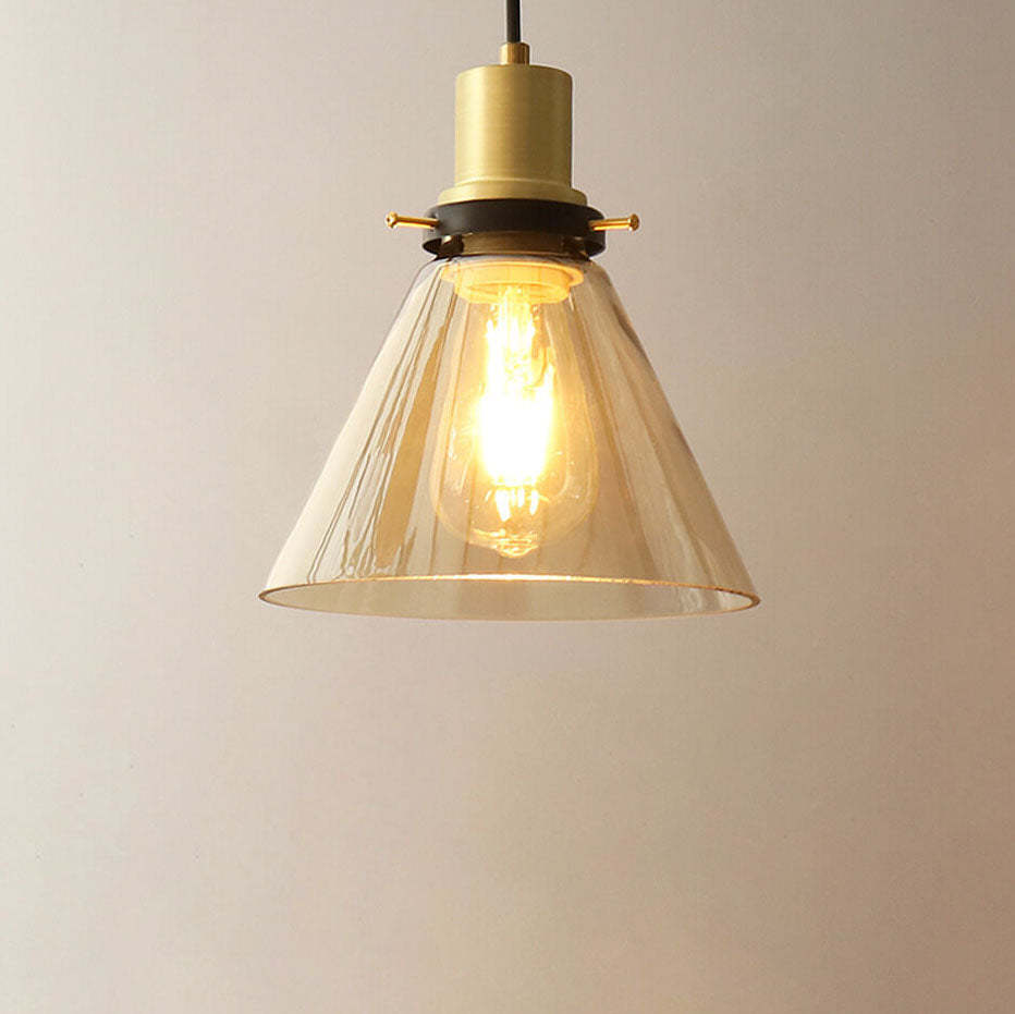 Vintage Semi-Circular Cone Cup Iron Glass Pendant Light