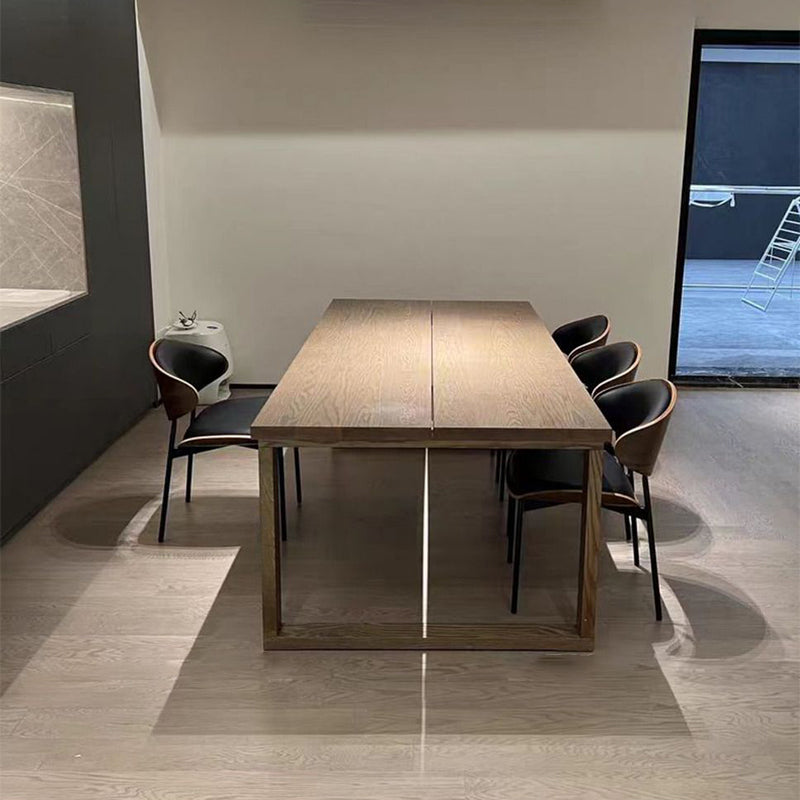 Nordic Walnut Microfiber Leather Dining Chair