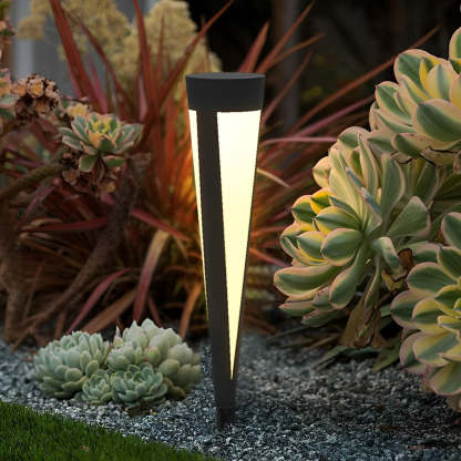 Round Outdoor Waterproof LED Gray Modern Solar Outdoor Lights Lawn Lamp-Lighom