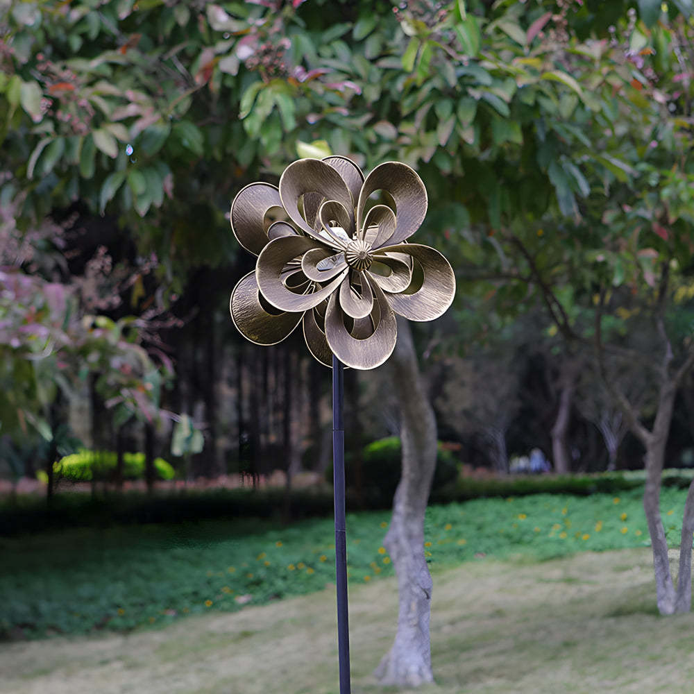 Vintage Iron Wind Spinner Garden Stake Lights - 2-Pack Solar Pathway Decor-Lighom