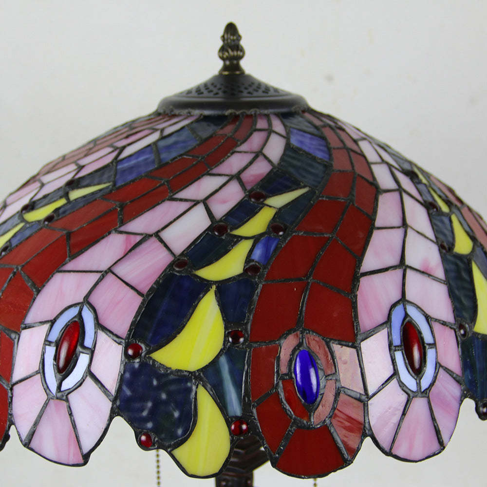 Tiffany Mediterranean Stained Glass Cone 2-Light Table Lamp — F / 110V-120V For US/CA