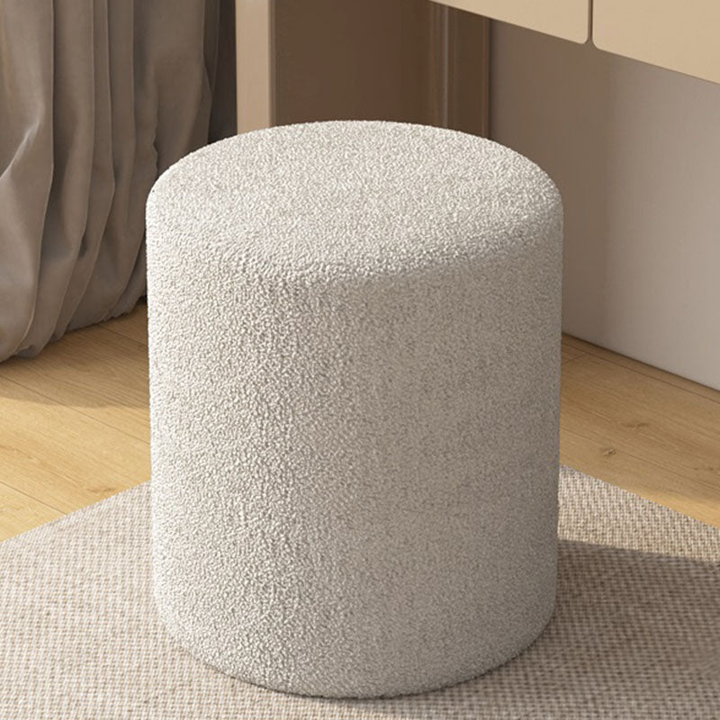 Minimalist Cylinder Lambswool Wood Vanity Stool