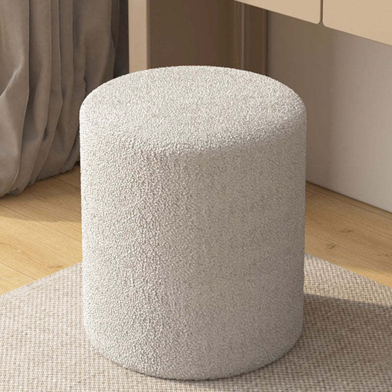 Minimalist Cylinder Lambswool Wood Vanity Stool