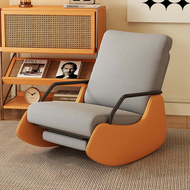 Modern Snowflake Velvet Cat Scratch Leather Recliner — Footrest & High Resilience Sponge Version / White & Dark Gray