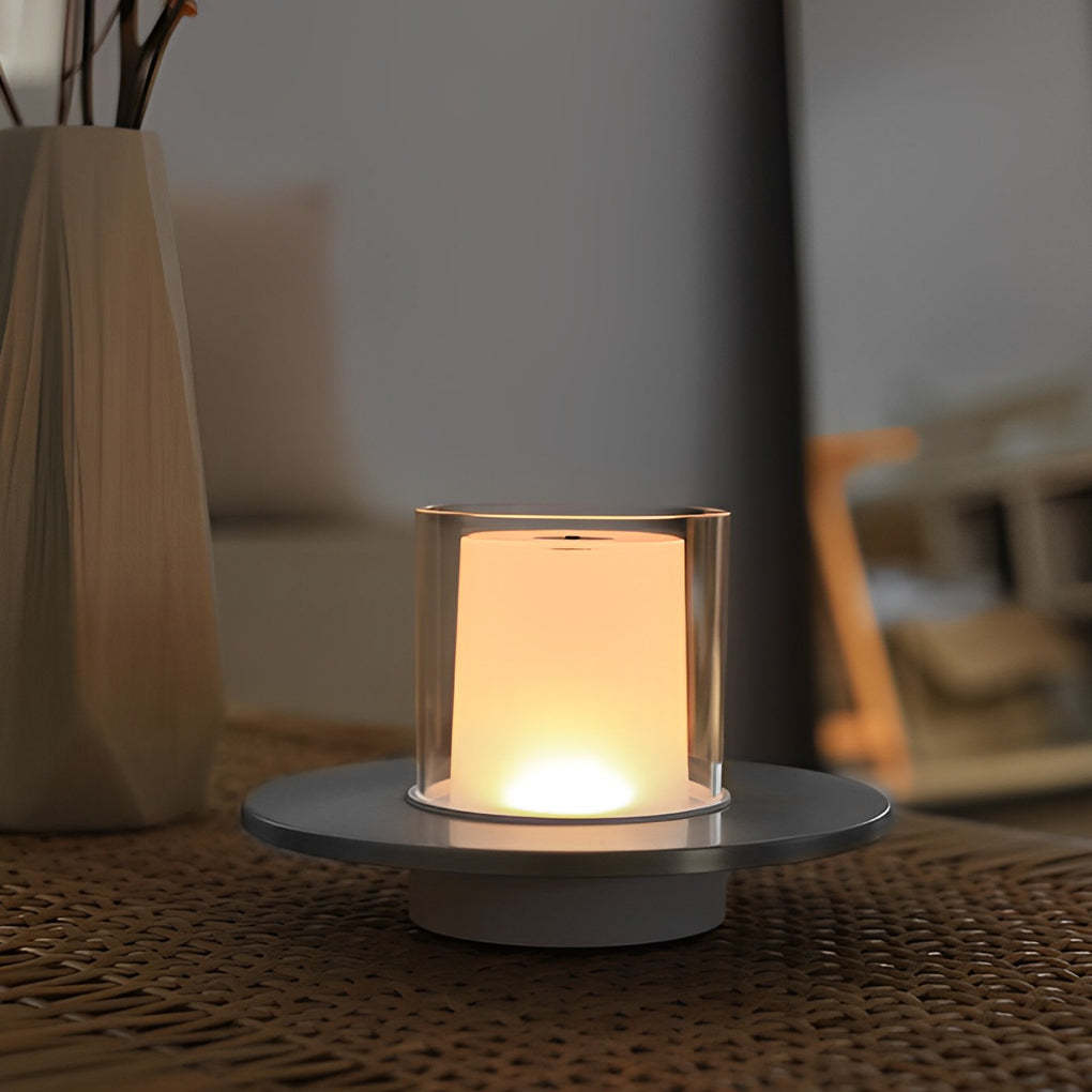 Modern Cordless Cylinder Candle Dish Lamp