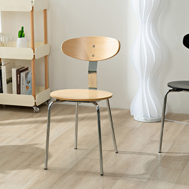 Minimalist Round Wood Iron Dining Chair