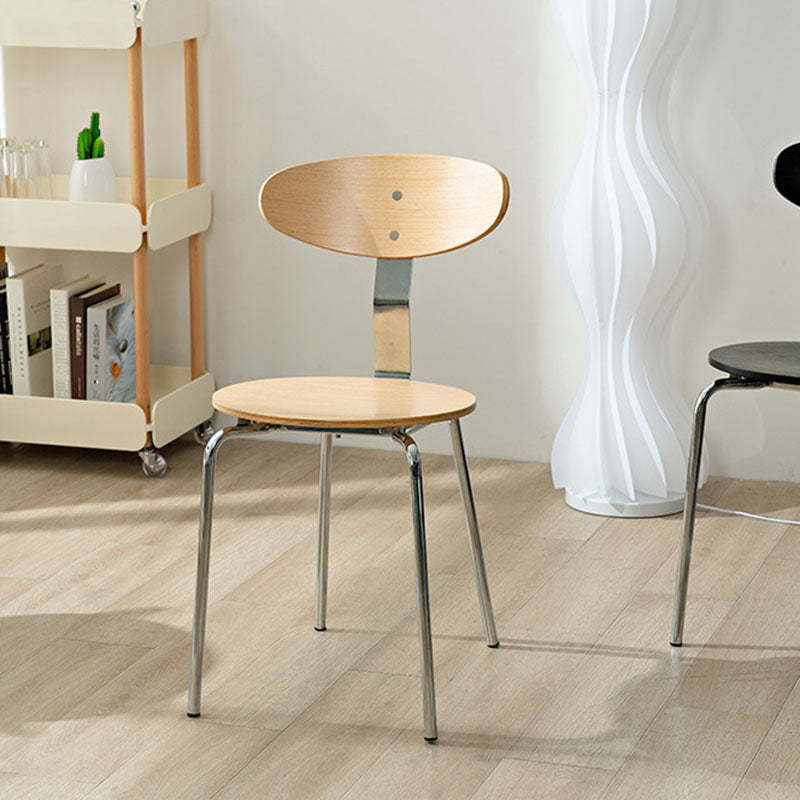 Minimalist Round Wood Iron Dining Chair