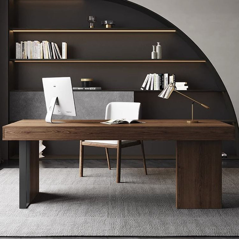 Chinese Ash Wood PU Leather Dining Chair — Walnut Color