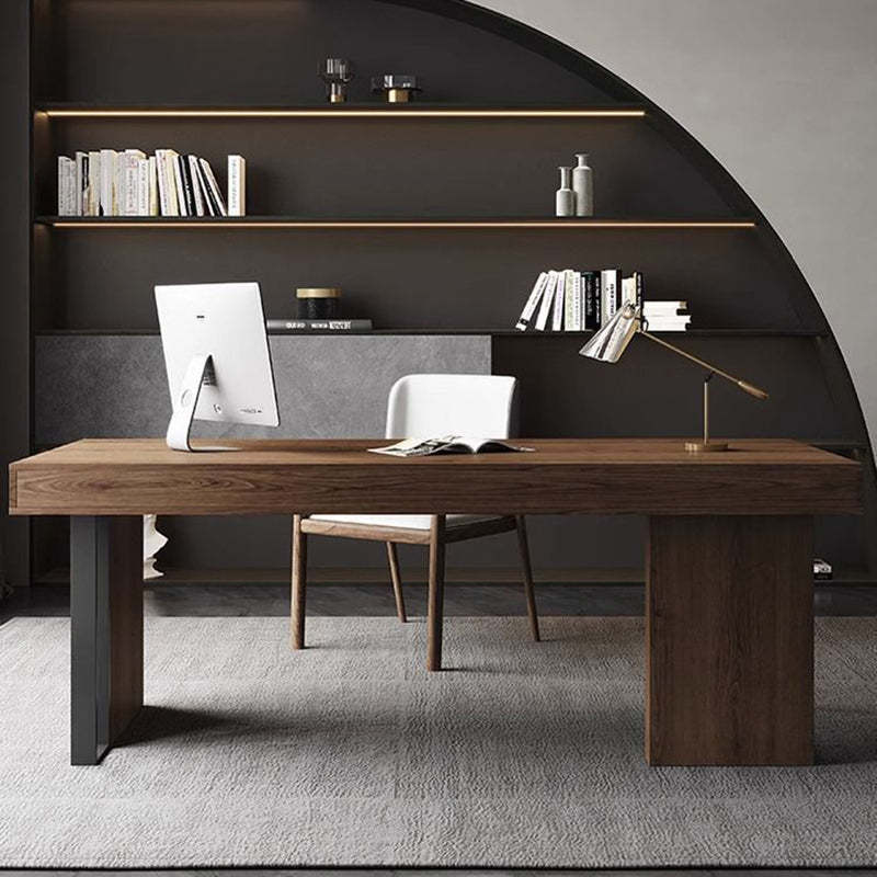 Chinese Ash Wood PU Leather Dining Chair — Walnut Color