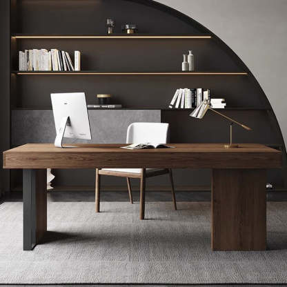 Chinese Ash Wood PU Leather Dining Chair — Walnut Color