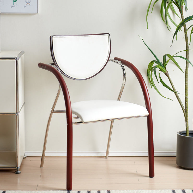 Nordic Microfiber Leather Wood Semicircular Dining Chair