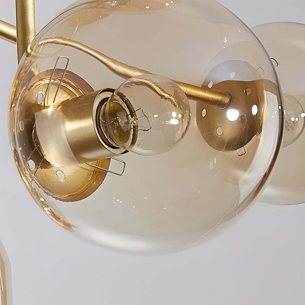 Gold Black Semi-Flush Chandelier with Glass Shade