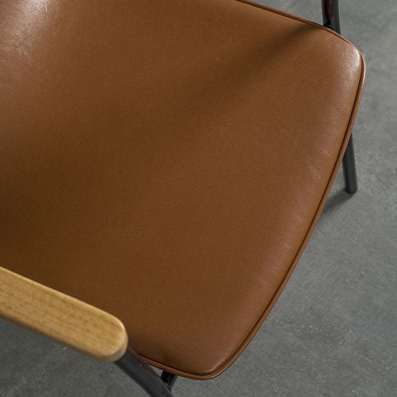 Faux Leather Upholstered Dining Chair — Black Seat + Gold Legs