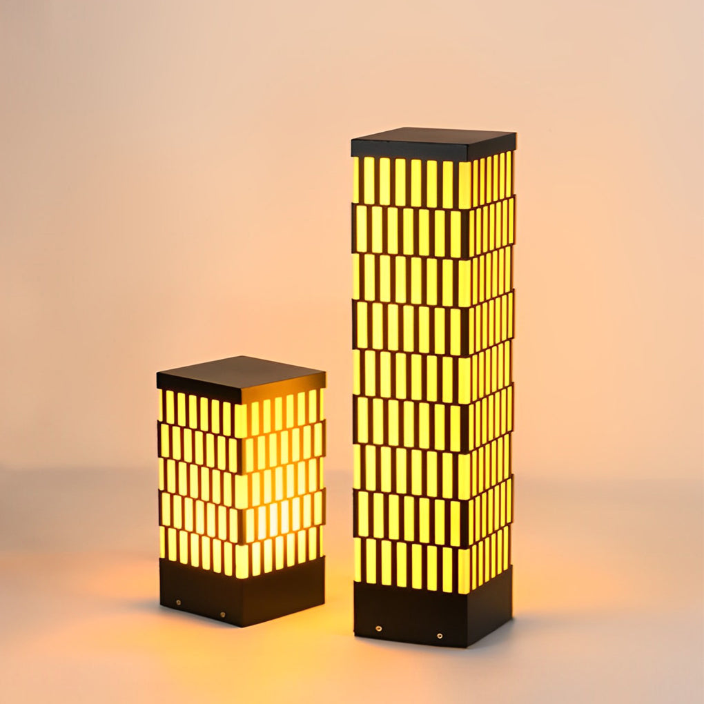 Retro Grid Designed Waterproof LED Black Modern Lawn Lamp Outdoor Lighting-Lighom