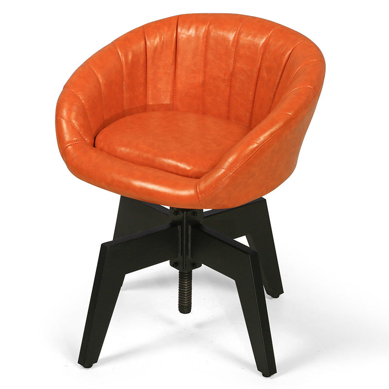 Retro Arc Liftable PU Leather Iron Dining Chair