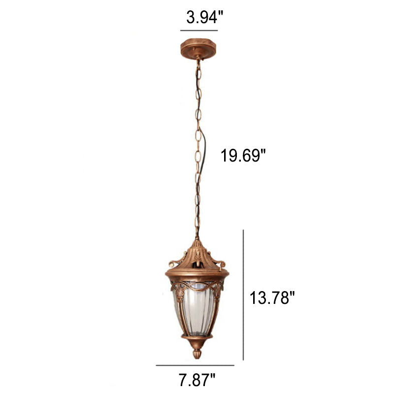 European Vintage Oval Lantern Maple Leaf Outdoor Pendant