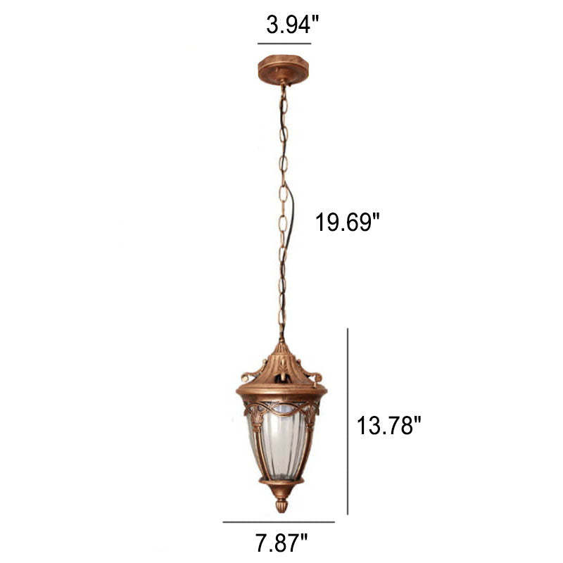 European Vintage Oval Lantern Maple Leaf Outdoor Pendant