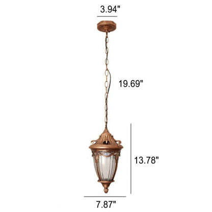 European Vintage Oval Lantern Maple Leaf Outdoor Pendant
