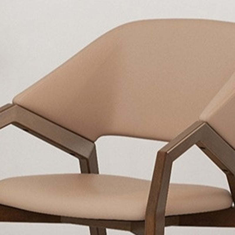 Contemporary Leather Wood Dining Chair