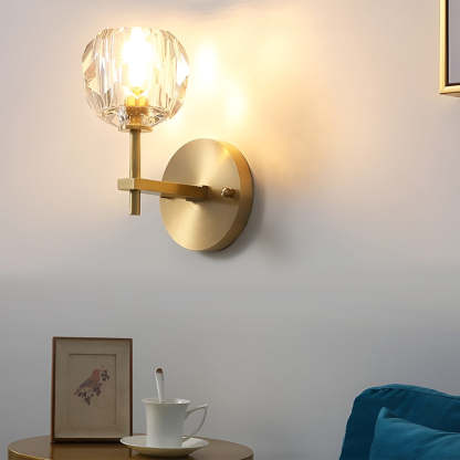 Ball-shaped LED Crystal Gold Postmodern Plug in Sconce Lighting Wall Lamp-Lighom