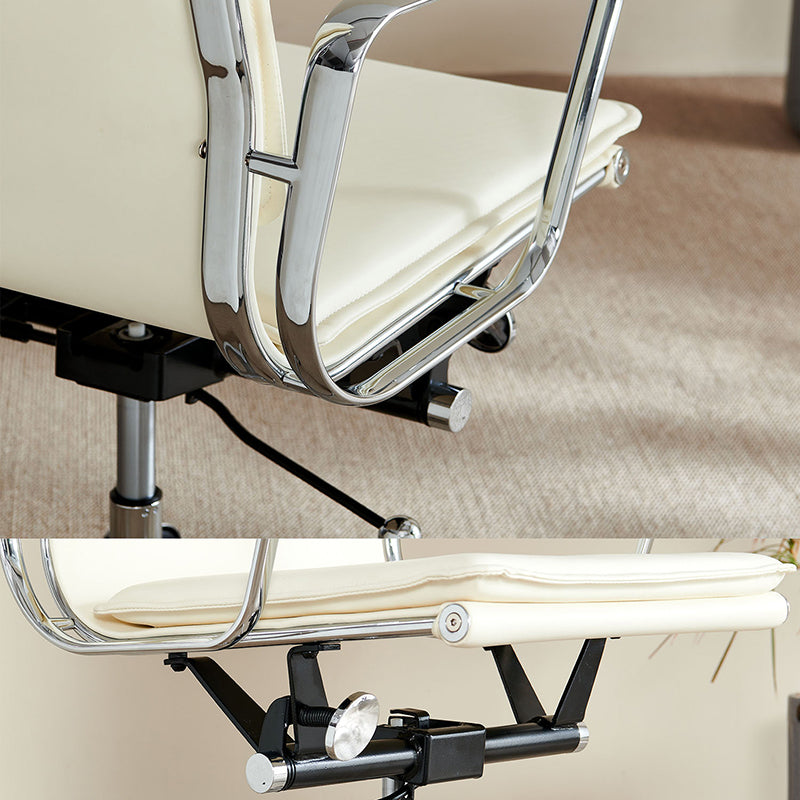Retro Upholstered Leather Aluminum Desk Chair