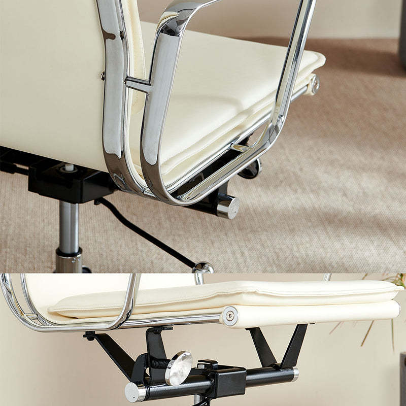 Retro Upholstered Leather Aluminum Desk Chair