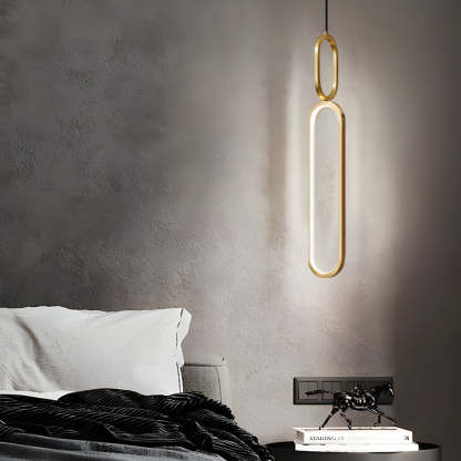 Minimalist Long Oval Ring LED Copper Modern Pendant Light