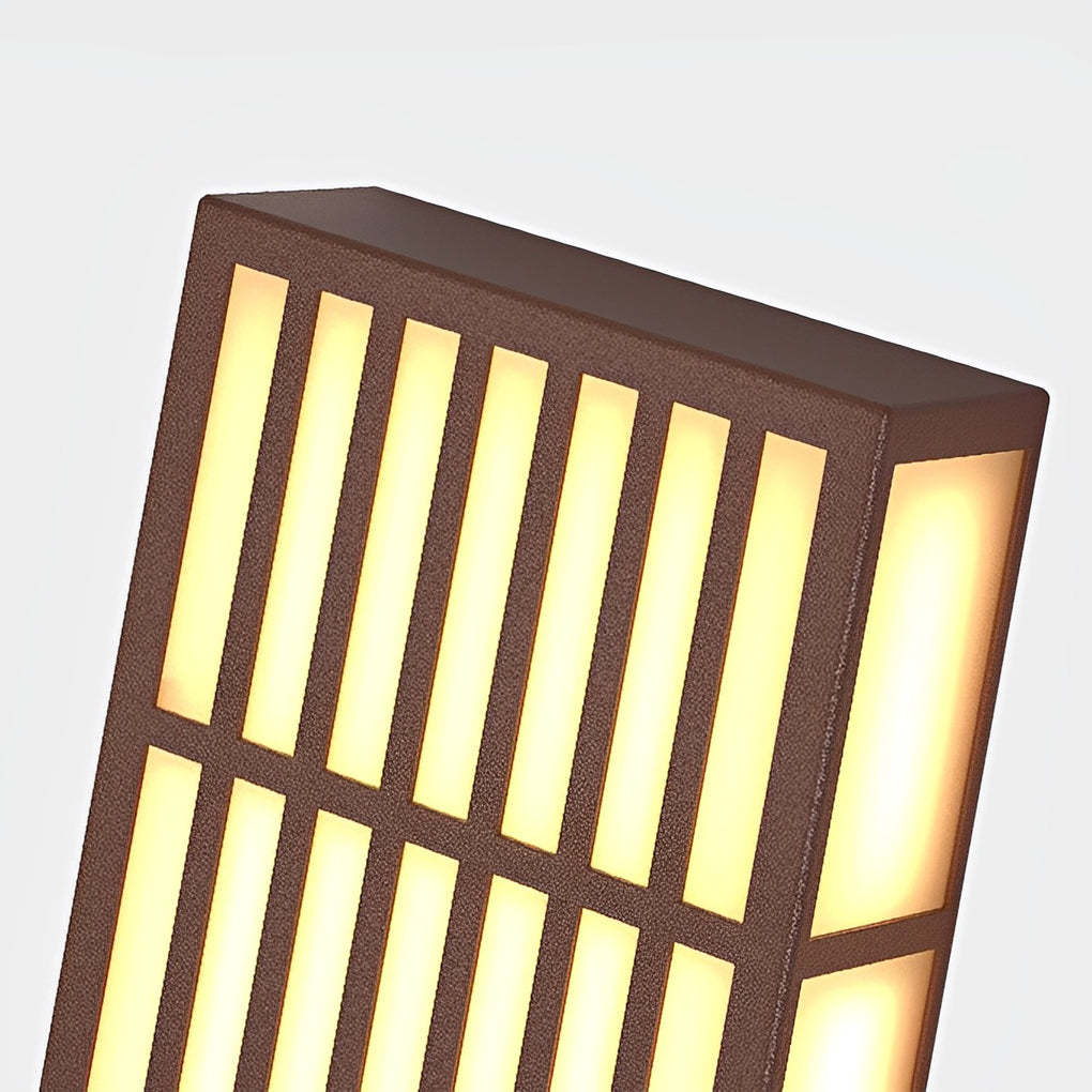 Retro Vertical Stripe Grid LED Brown Wall Lamp
