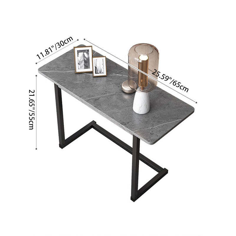 Scandinavian Stainless Steel Rectangular Side Table 4-Leg — C - Black