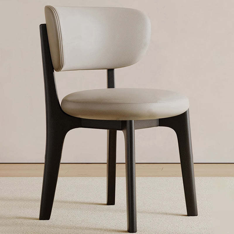 Minimalist round wooden dining chairs & benches in velvet leather fabric