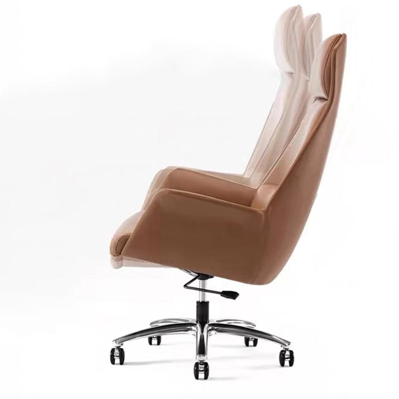 Minimalist High-Back Leather Steel Desk Chair