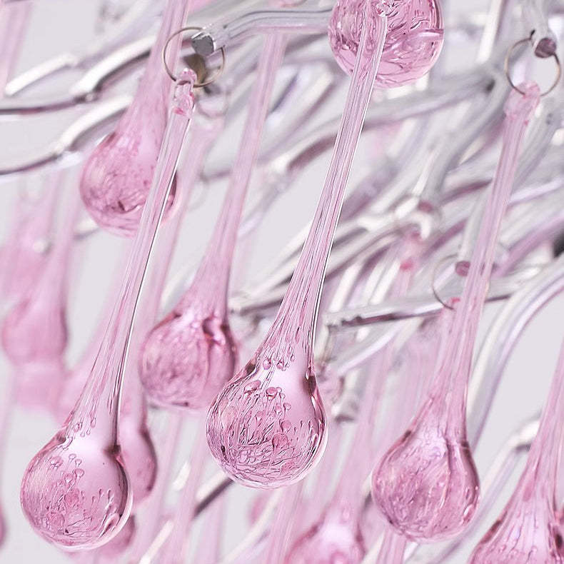 Modern Crystal Glass Aluminum Branch Water Drop Chandelier