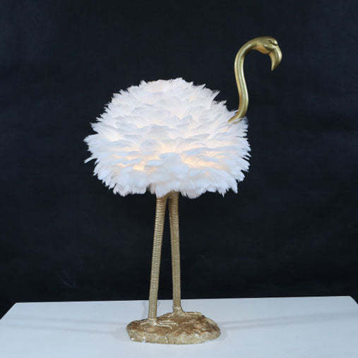 Nordic Goose Feather Metal Flamingo Ball Table Lamp