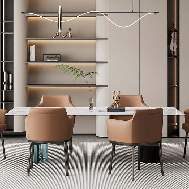 Minimalist Upholstered Leather Metal Dining Chair