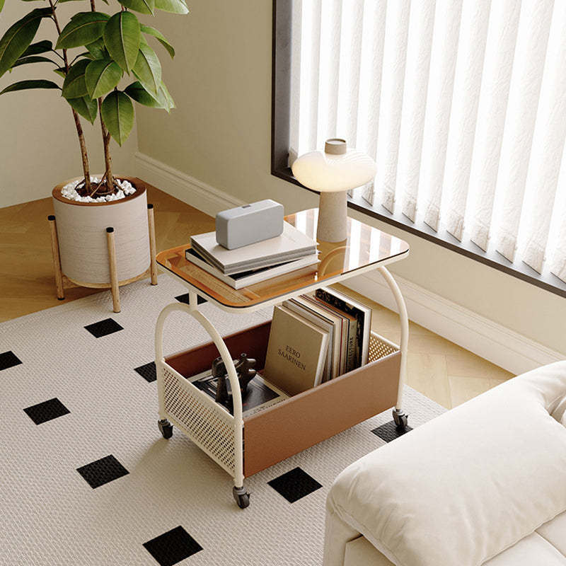 Contemporary Movable Tempered Glass End Table