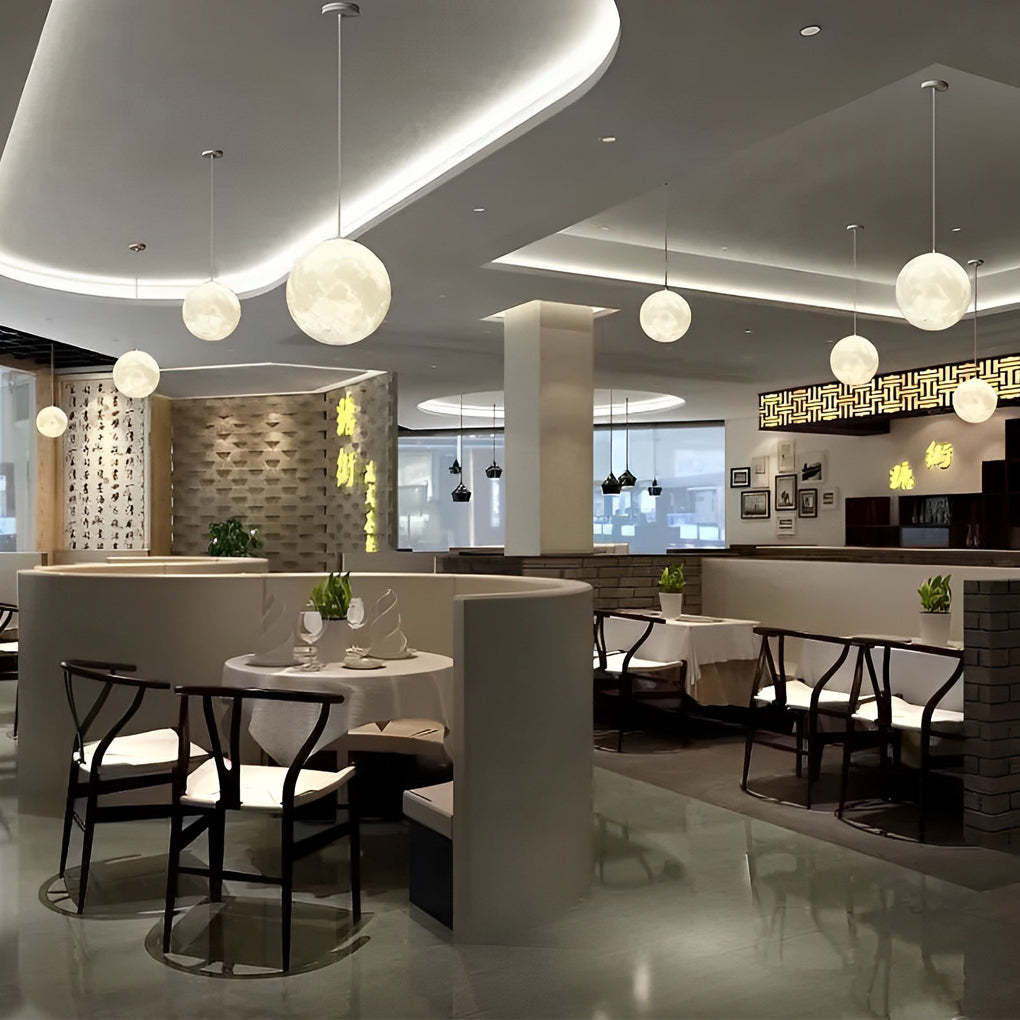 Round Moon Lunar 3D White Pendant Lamp